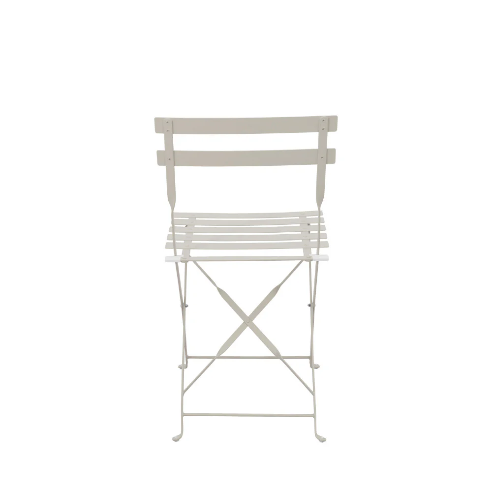 Marseille - Ensemble Table De Jardin Pliante Ronde Bistrot Et 2 Chaises - Métal - Beige - Image 8