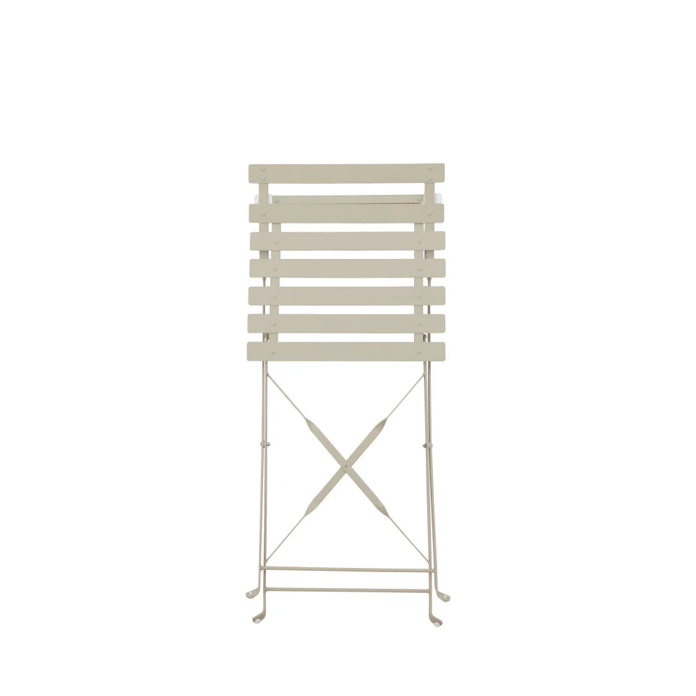 Marseille - Ensemble Table De Jardin Pliante Ronde Bistrot Et 2 Chaises - Métal - Beige - Image 9