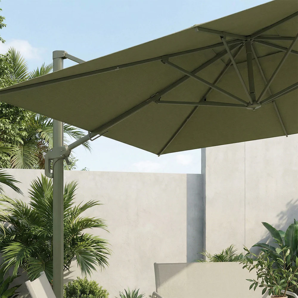 Veya - Parasol Carré Déporté - Aluminium - Vert olive - Image 8