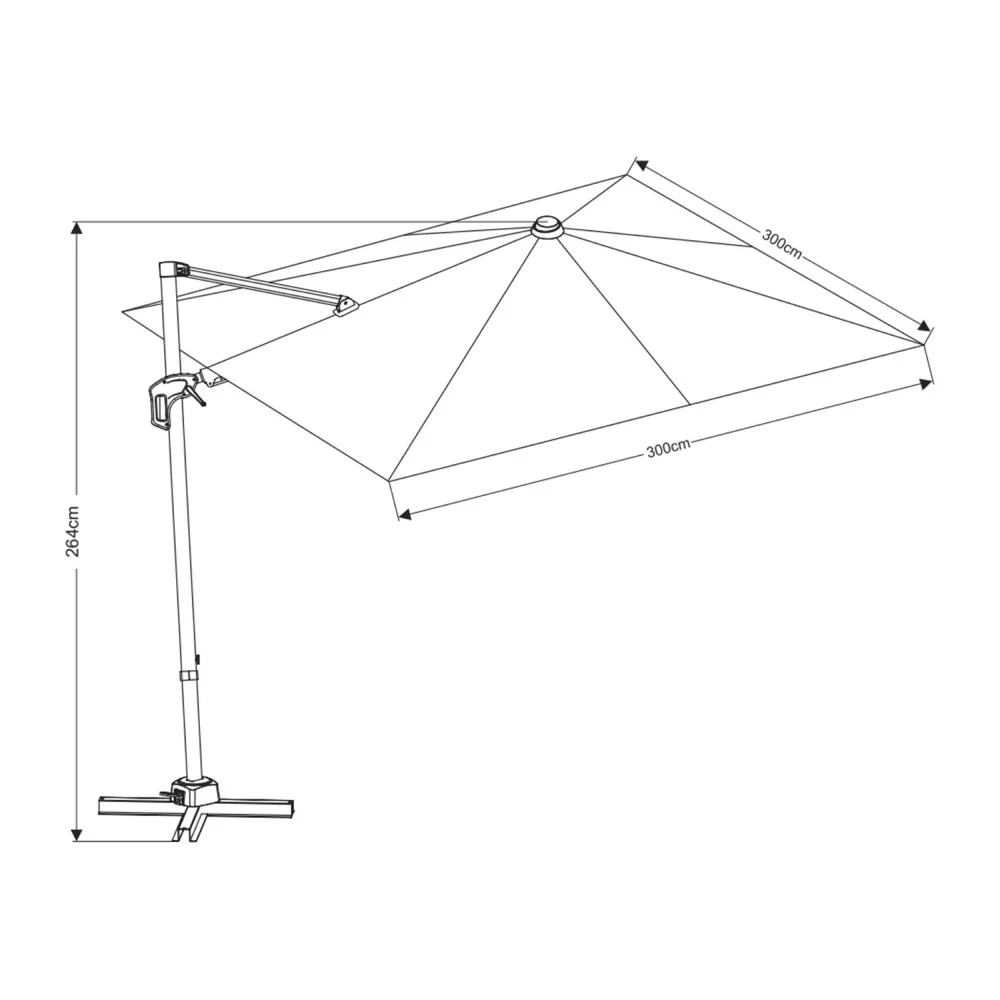 Veya - Parasol Carré Déporté - Aluminium - Gris foncé - Image 10