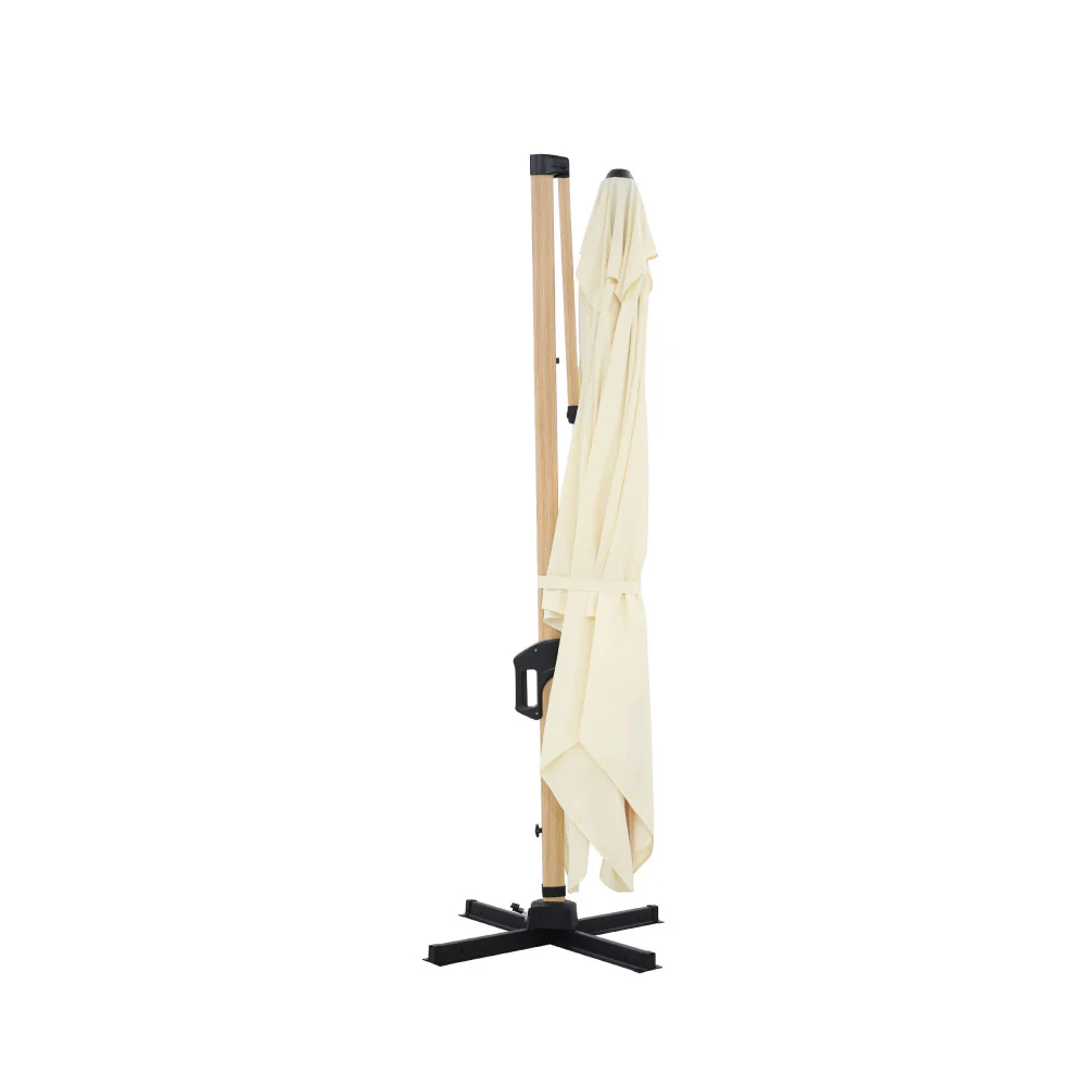 Veya - Parasol Rectangulaire Déporté - Aluminium & Effet Bois - Beige - Image 6