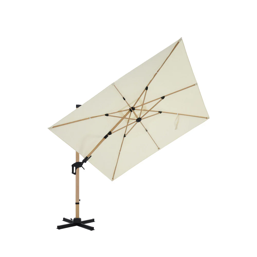 Veya - Parasol Carré Déporté - Aluminium & Effet Bois - Beige - Image 4
