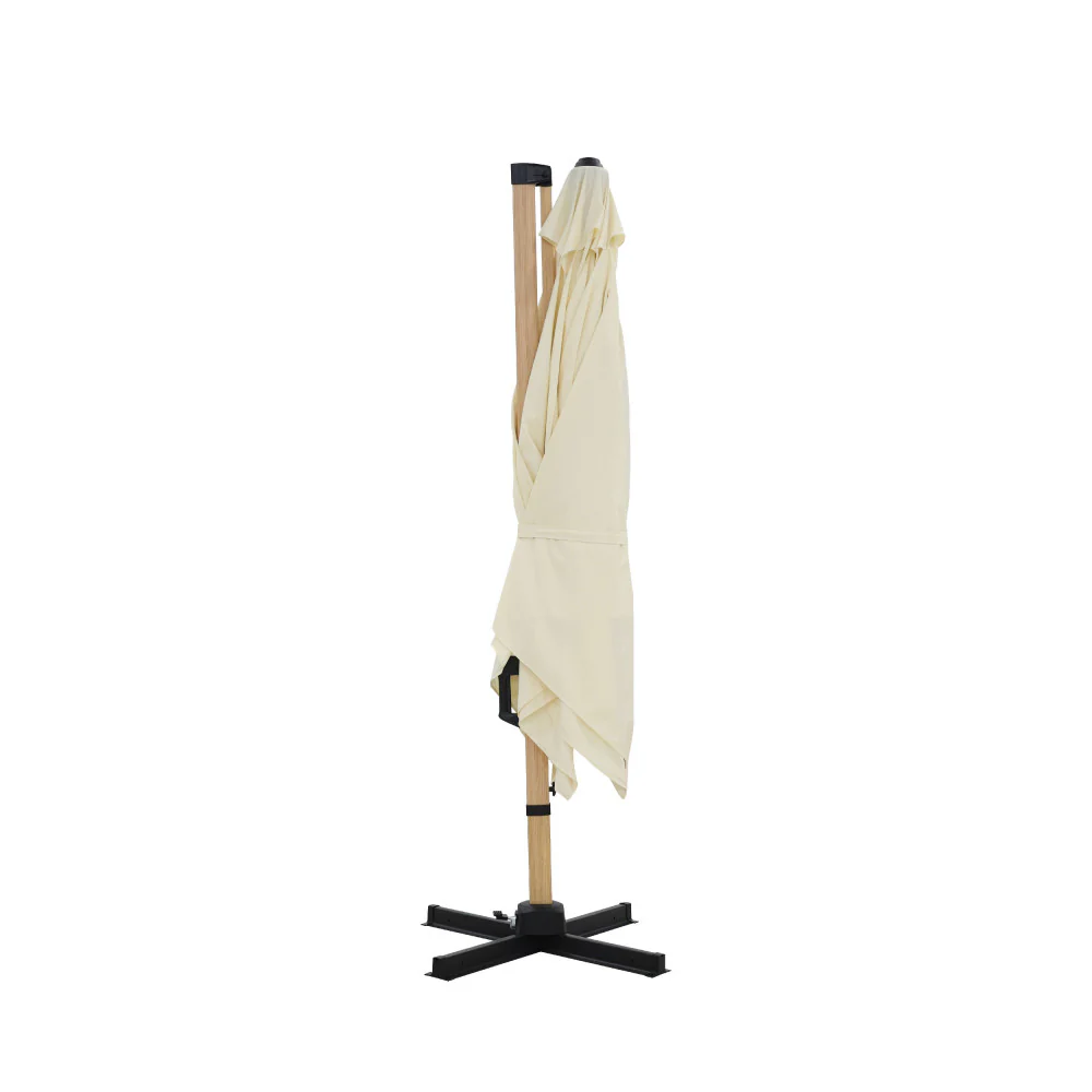 Veya - Parasol Carré Déporté - Aluminium & Effet Bois - Beige - Image 6