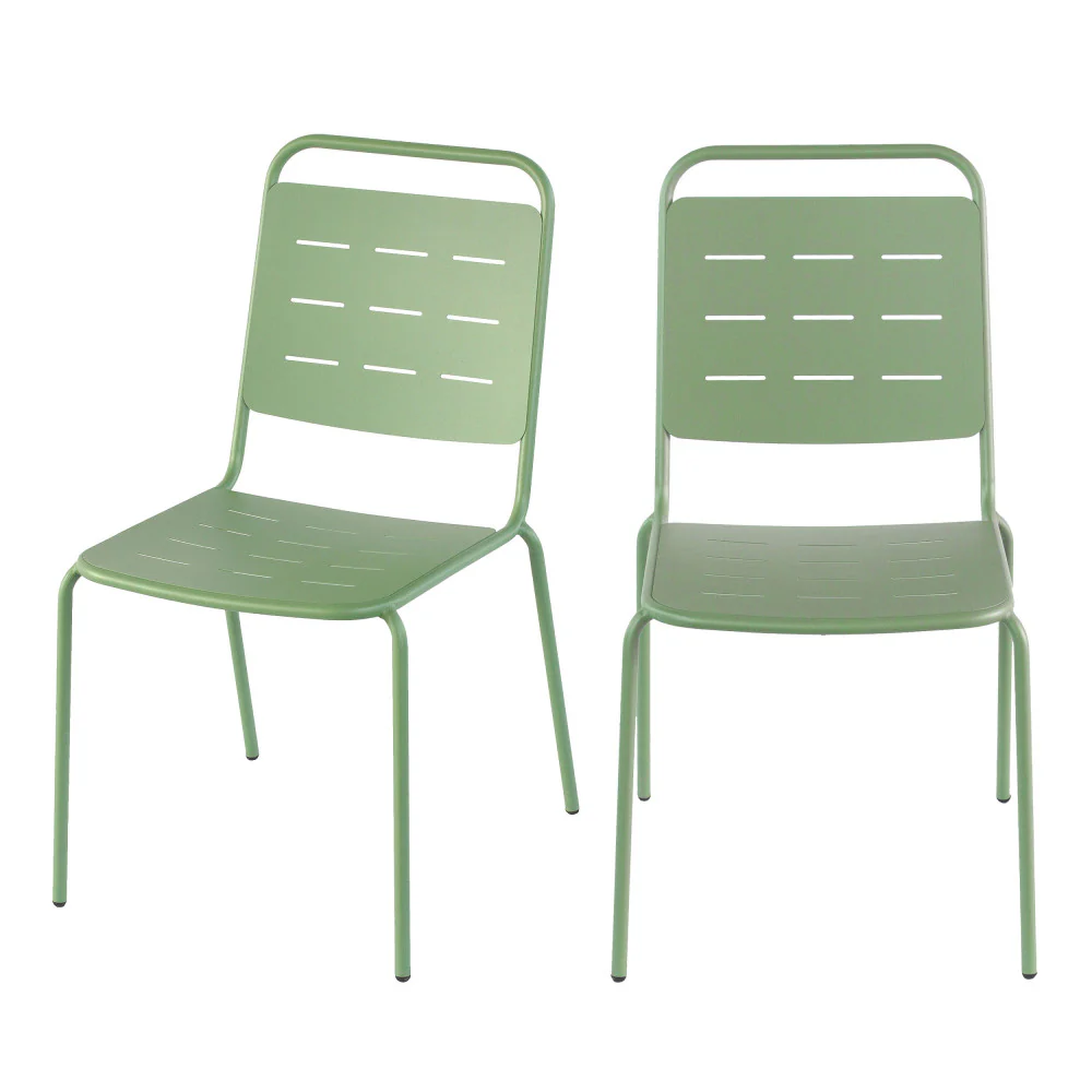 Aria - Lot De 4 Chaises De Jardin - Métal - Vert - Image 2