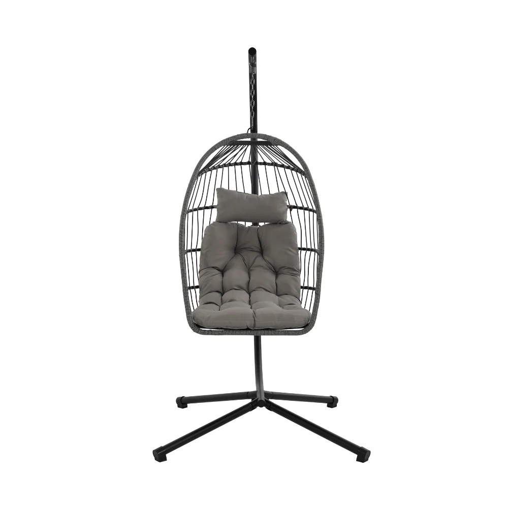 Sully - Fauteuil Œuf Suspendu De Jardin - Corde & Métal - Gris anthracite - Image 3