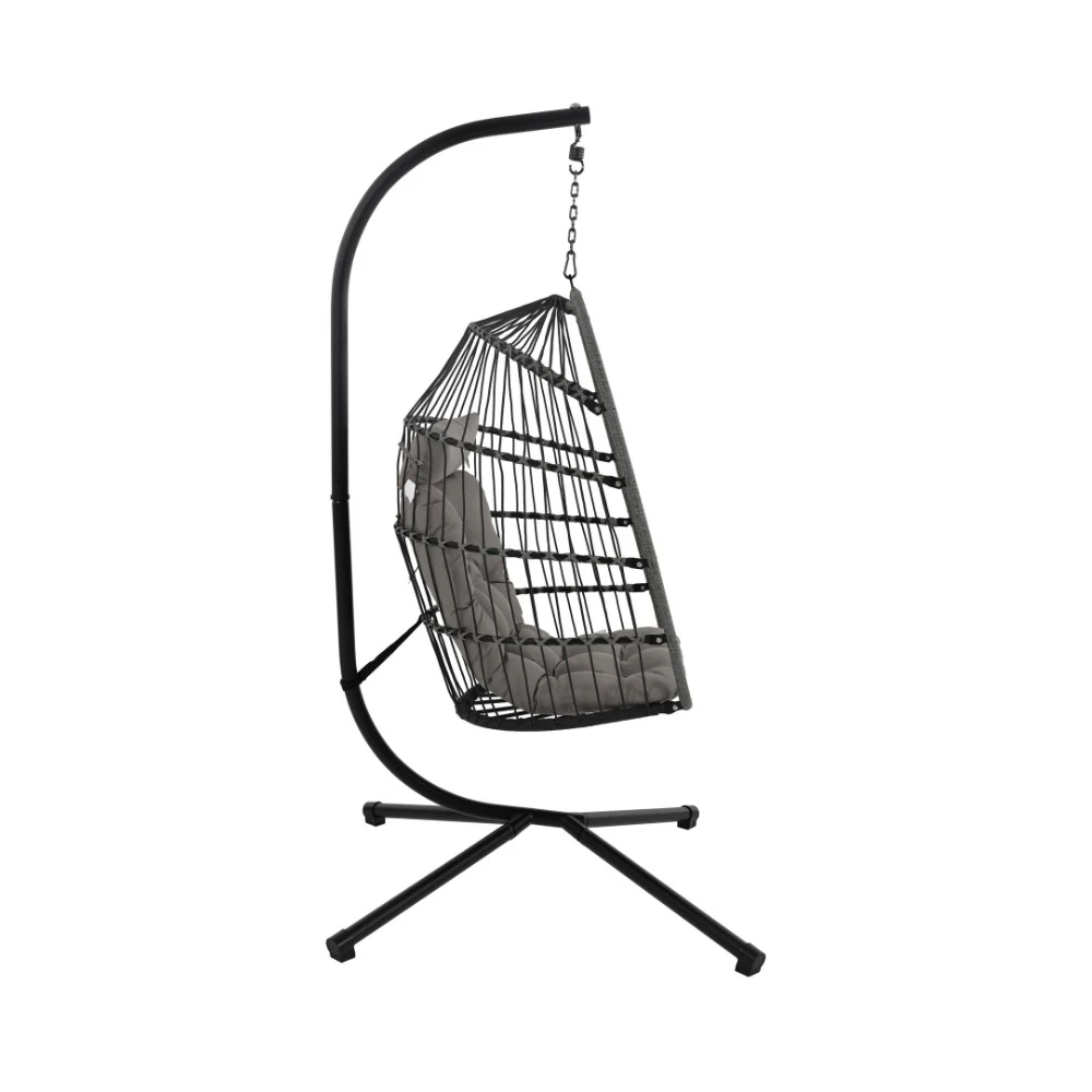 Sully - Fauteuil Œuf Suspendu De Jardin - Corde & Métal - Gris anthracite - Image 4