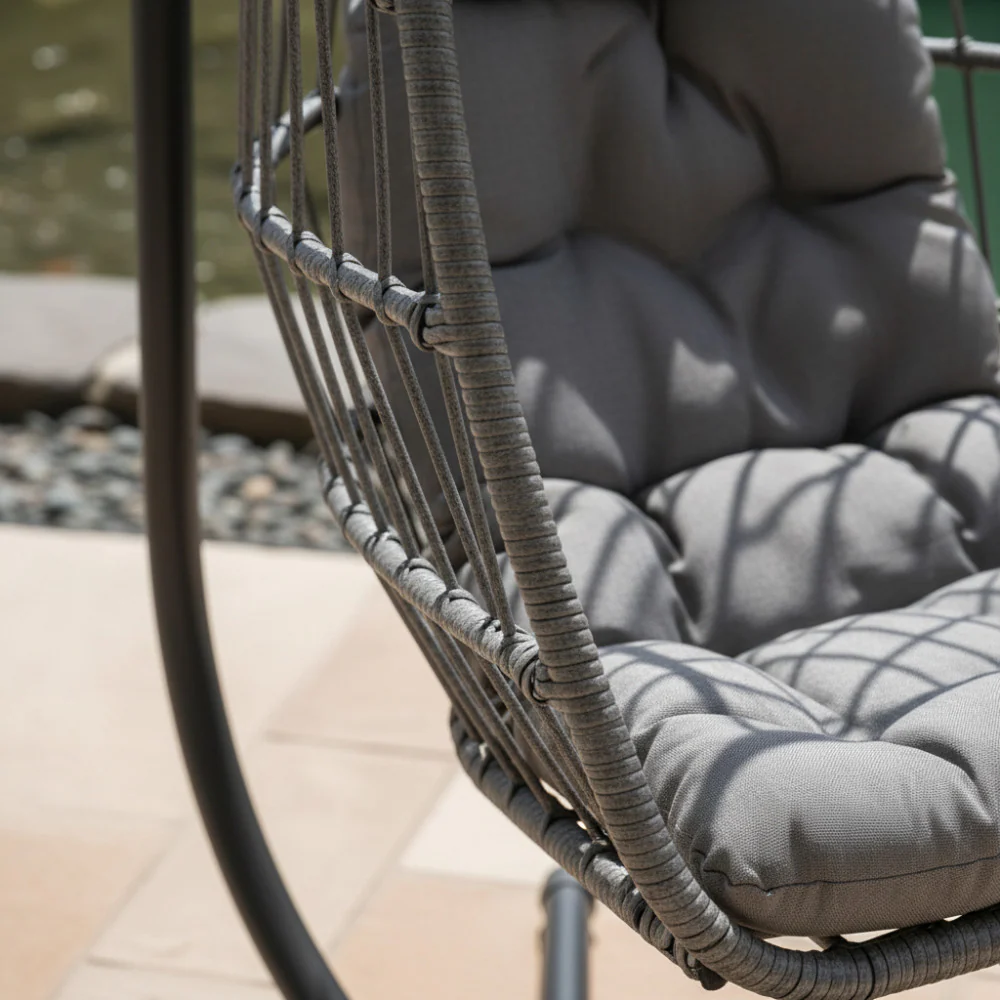 Sully - Fauteuil Œuf Suspendu De Jardin - Corde & Métal - Gris anthracite - Image 7