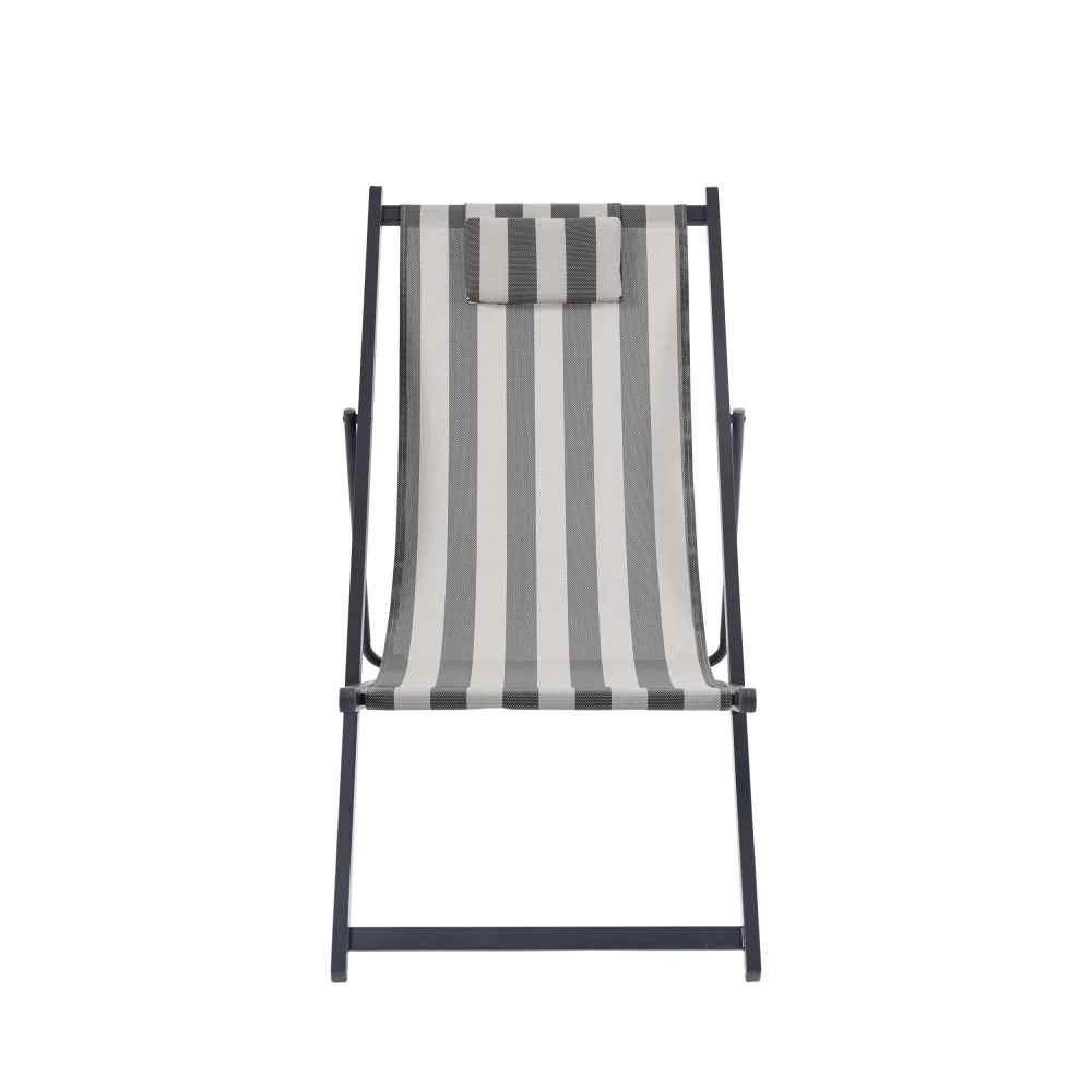 Brisa - Lot De 2 Chiliennes À Rayures - Aluminium - Gris foncé - Image 3