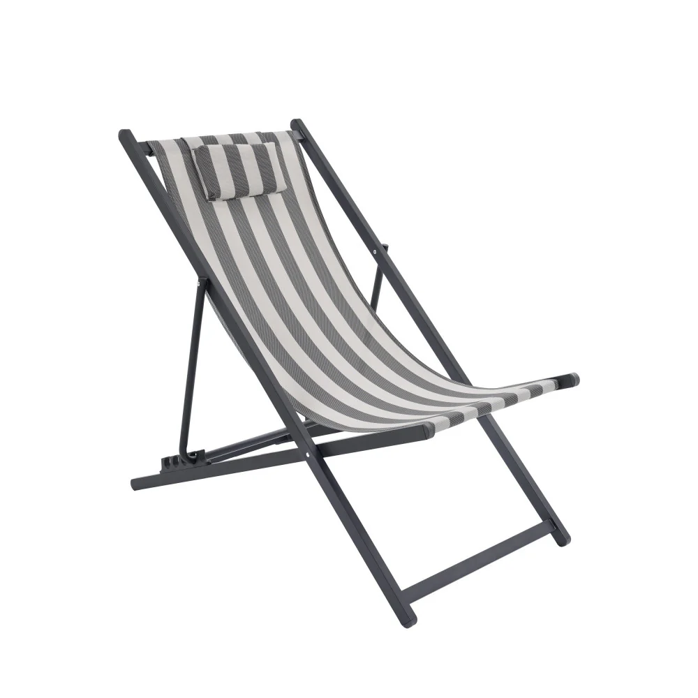 Brisa - Lot De 2 Chiliennes À Rayures - Aluminium - Gris foncé - Image 4