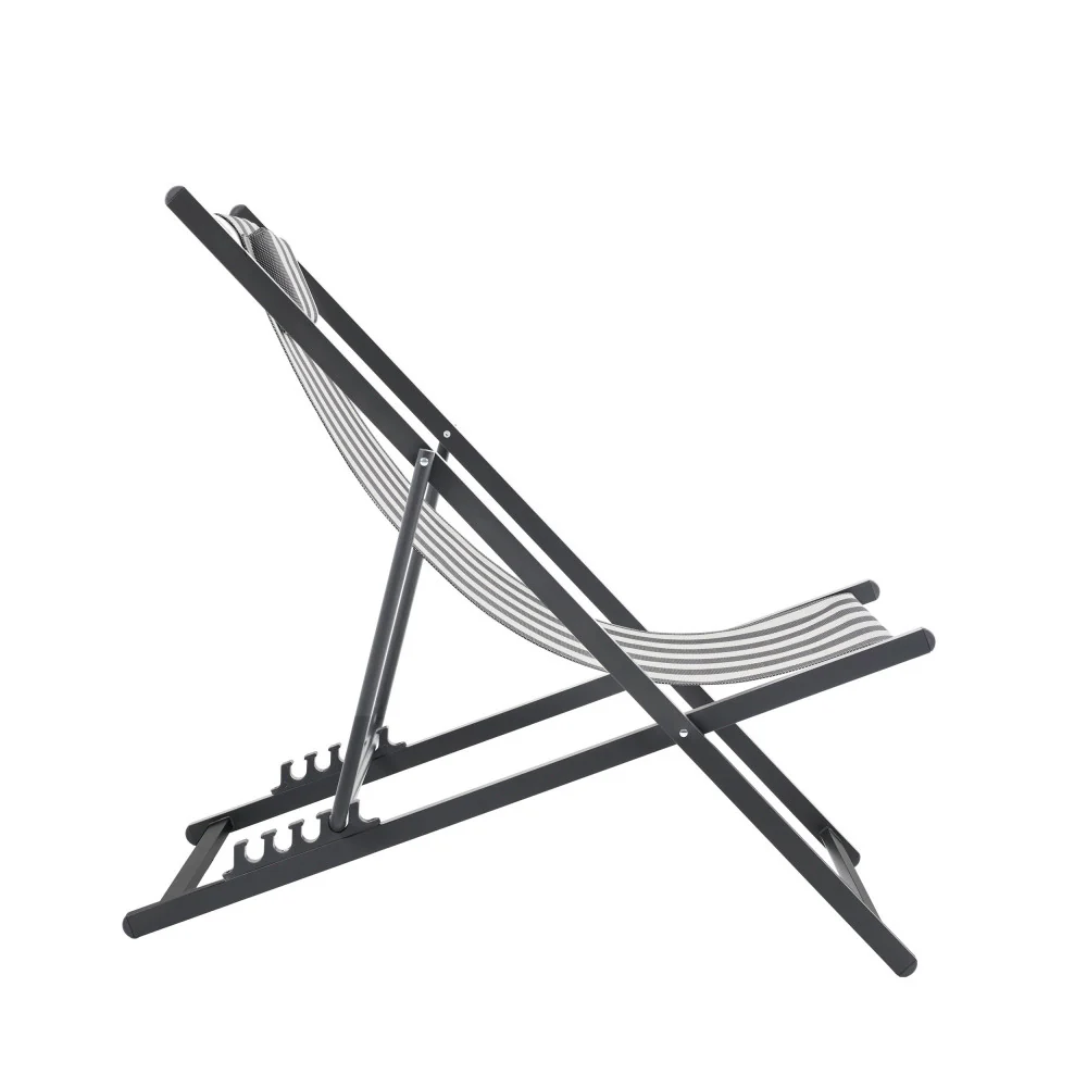 Brisa - Lot De 2 Chiliennes À Rayures - Aluminium - Gris foncé - Image 5