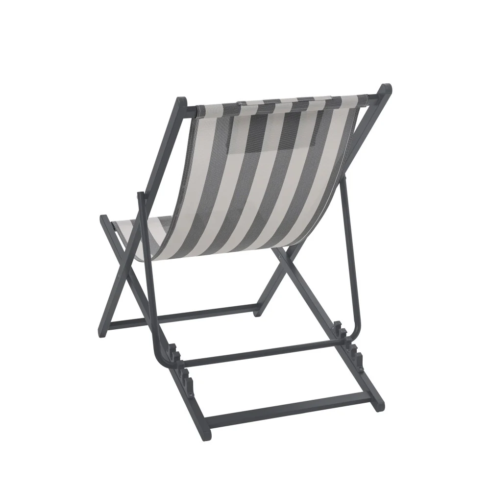 Brisa - Lot De 2 Chiliennes À Rayures - Aluminium - Gris foncé - Image 6