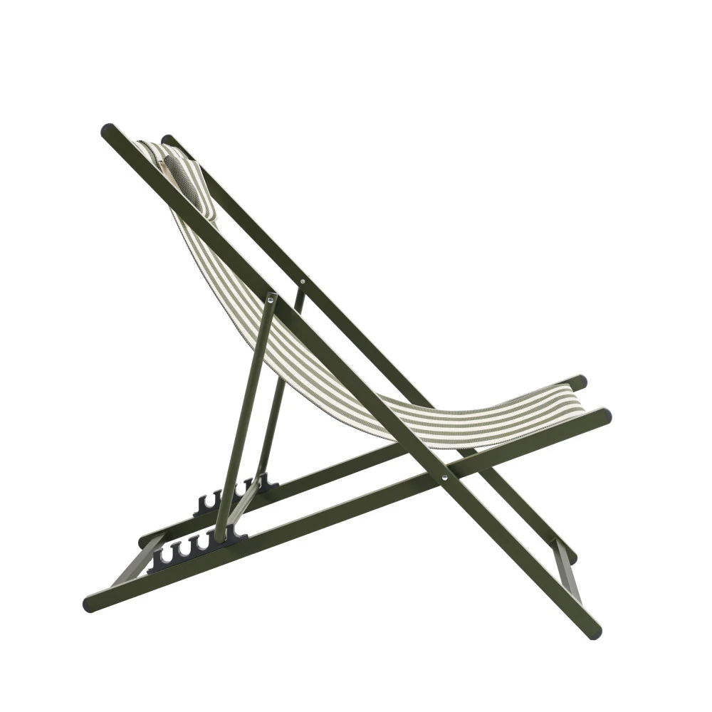 Brisa - Lot De 2 Chiliennes À Rayures - Aluminium - Vert olive - Image 5