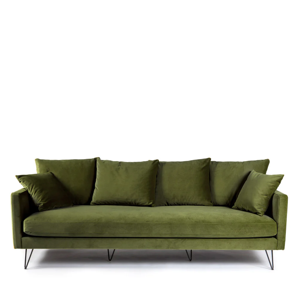 Villabon - Canapé 4 Places - Velours - Vert olive - Image 2