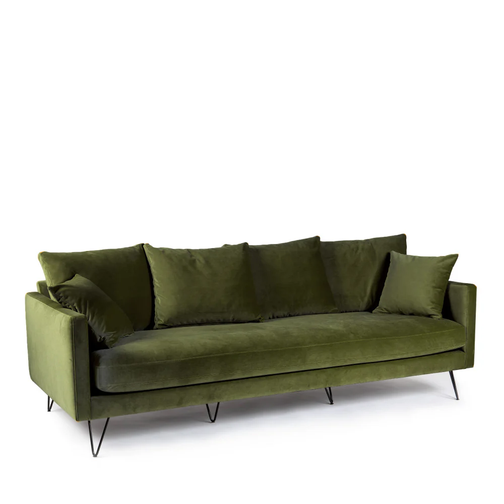 Villabon - Canapé 4 Places - Velours - Vert olive - Image 5