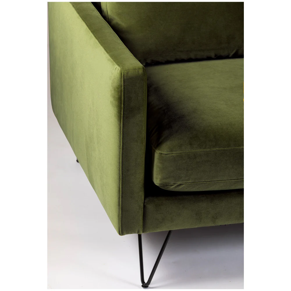 Villabon - Canapé 4 Places - Velours - Vert olive - Image 6
