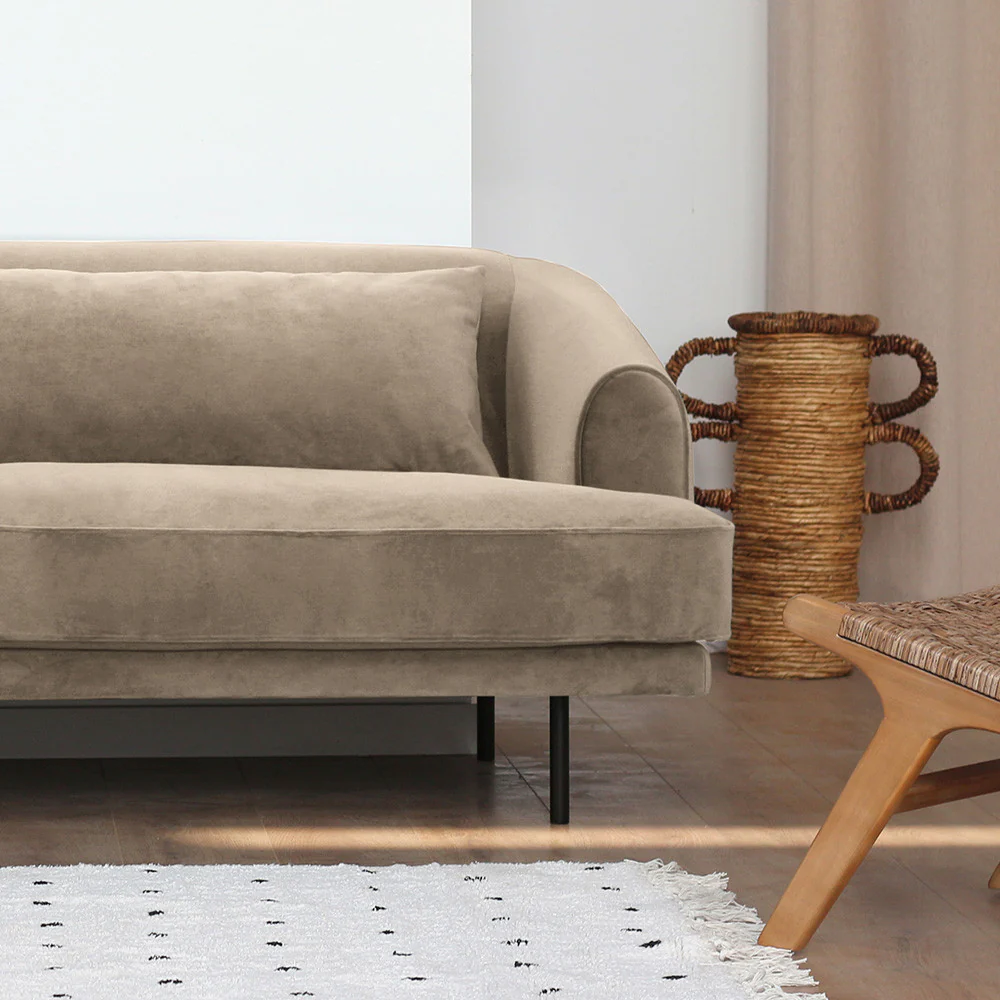 Winsen - Canapé 4 Places Pieds Droits - Velours - Beige - Image 4