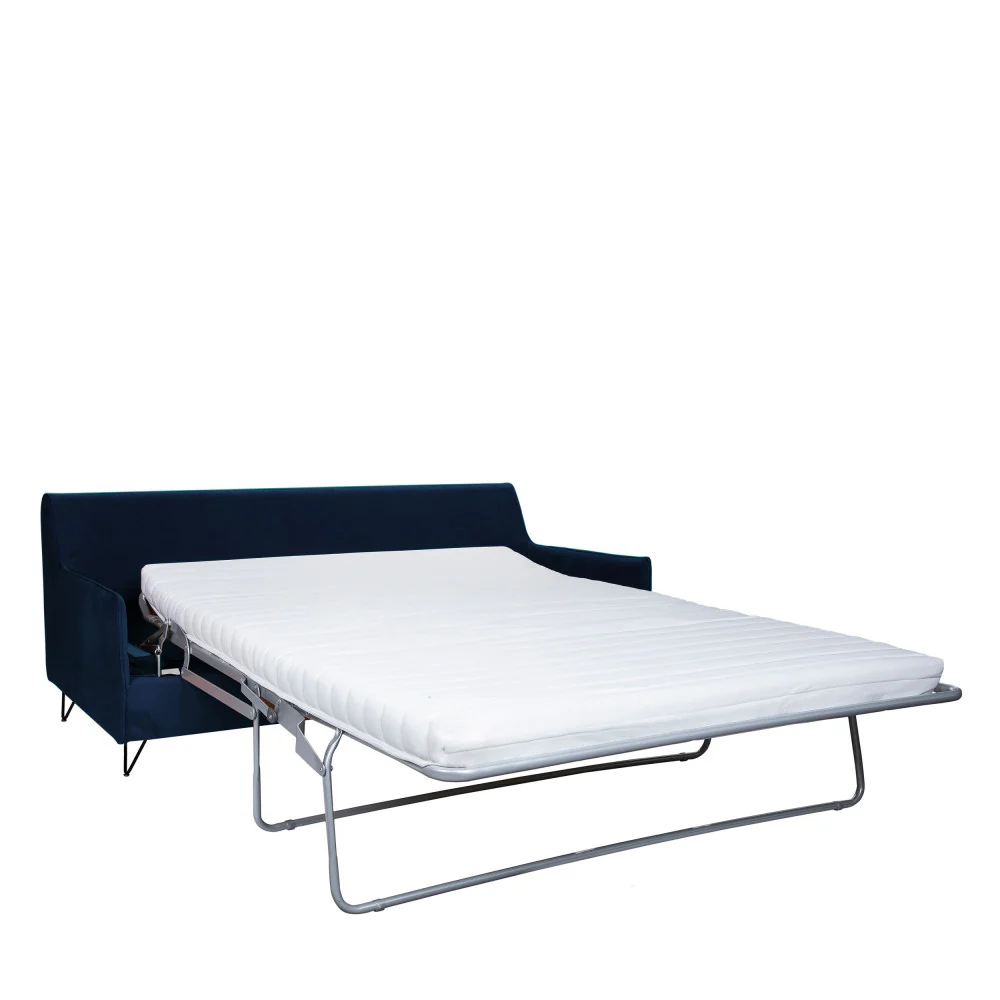 Lunery - Canapé 4 Places Convertible - Velours - Bleu nuit - Image 3