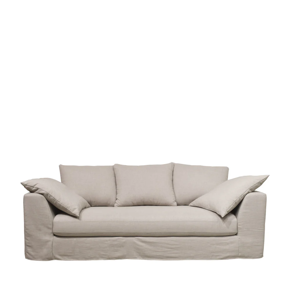 Amany - Canapé Convertible 3 Places Entièrement Déhoussable - Tissu - Naturel - Image 2