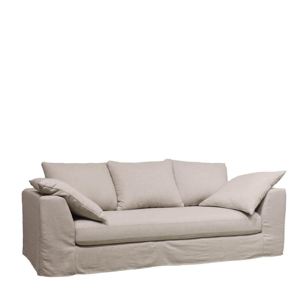 Amany - Canapé Convertible 3 Places Entièrement Déhoussable - Tissu - Naturel - Image 4