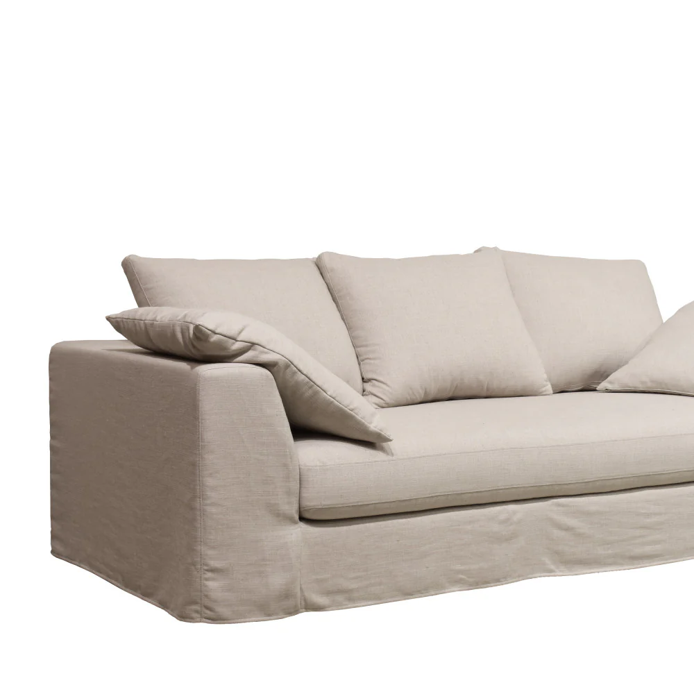Amany - Canapé Convertible 3 Places Entièrement Déhoussable - Tissu - Naturel - Image 8