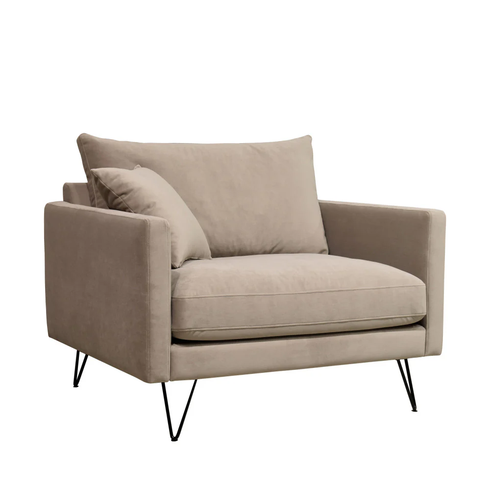 Villabon - Fauteuil XL - Velours - Beige - Image 2