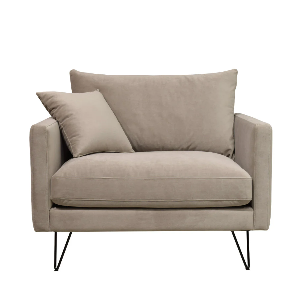 Villabon - Fauteuil XL - Velours - Beige - Image 4