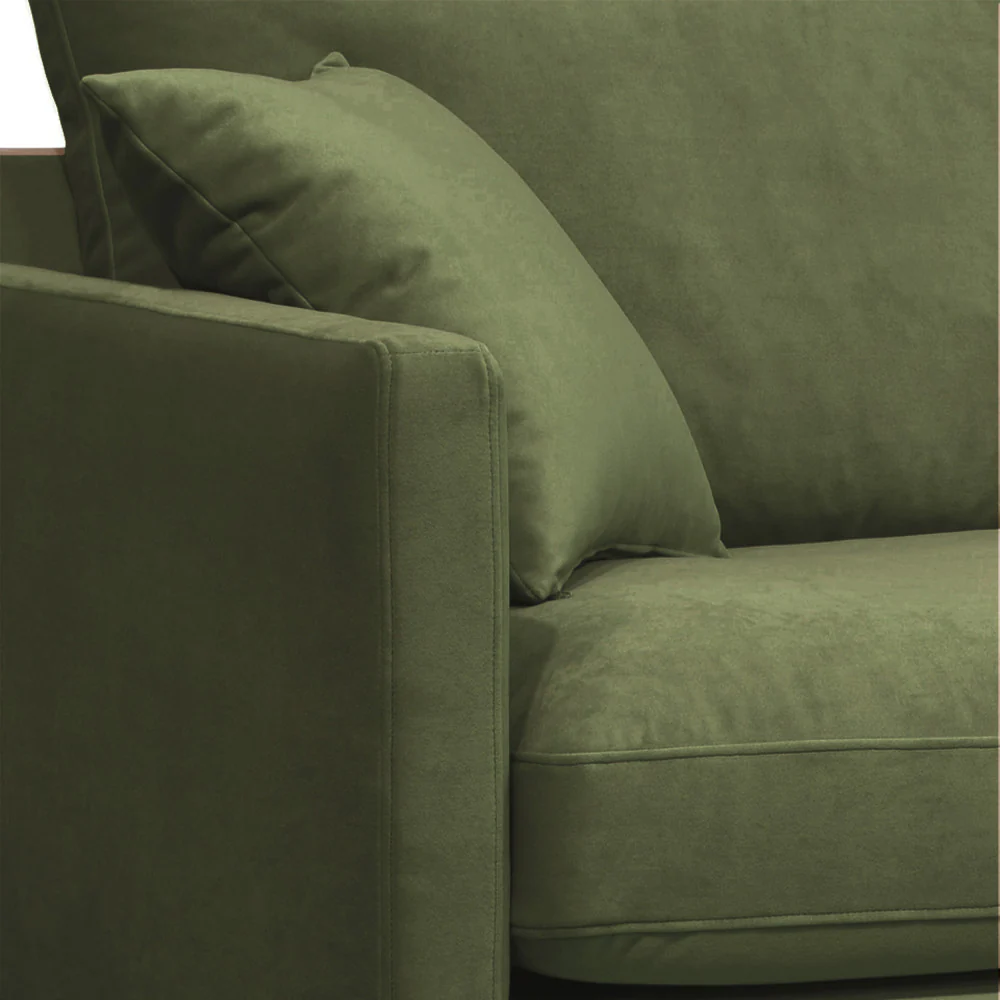 Villabon - Fauteuil XL - Velours - Pieds Bois Foncé - Vert olive - Image 8
