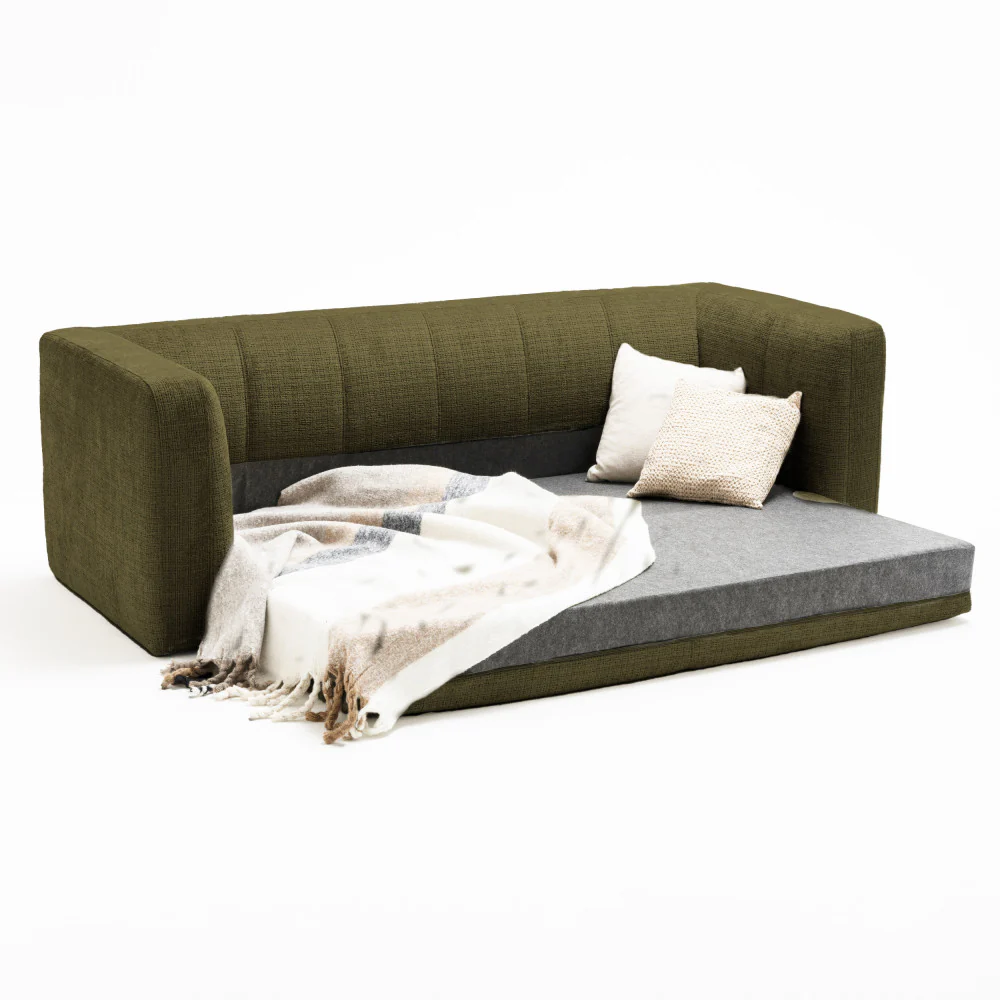 Danae - Canapé Convertible 4 Places - Tissu Chenille - Vert - Image 4