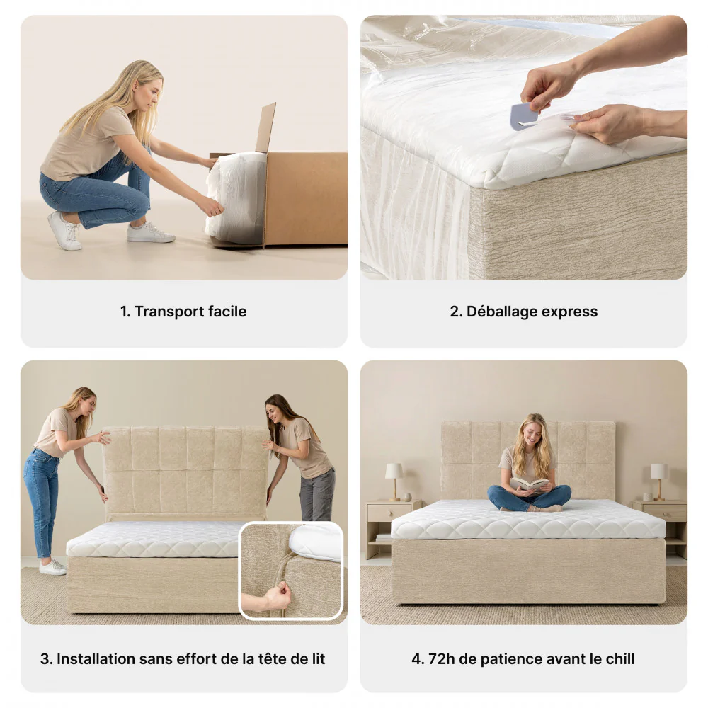 Air Nest - Lit Complet Compressé Boxspring - Tissu - Beige - Image 6