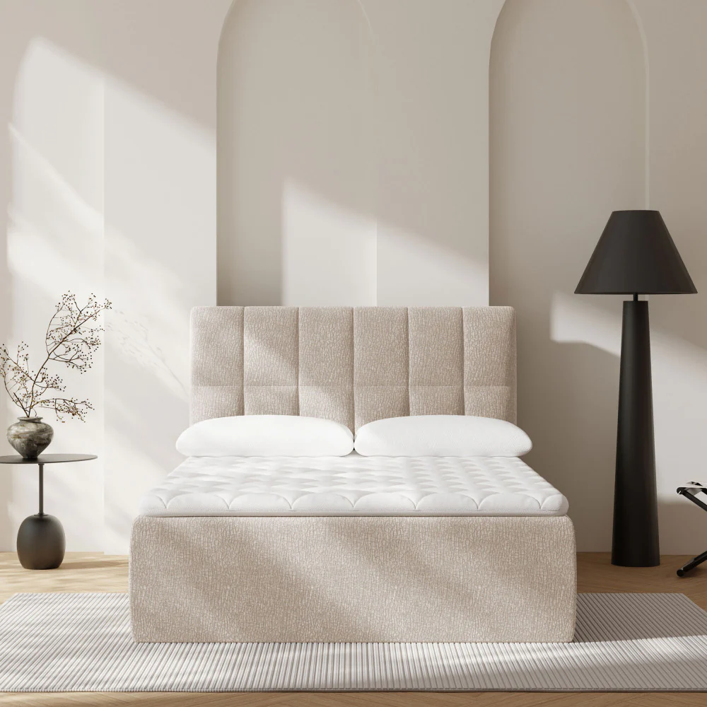 Air Nest - Lit Complet Compressé Boxspring - Tissu - Beige - Image 8
