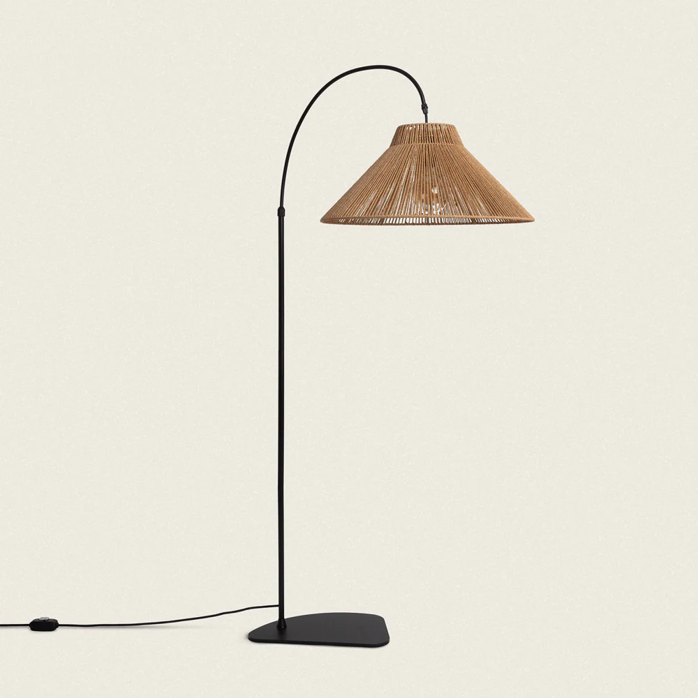 Vano - Lampadaire Avec Abat-jour En Corde - Métal - Bois clair - Image 3