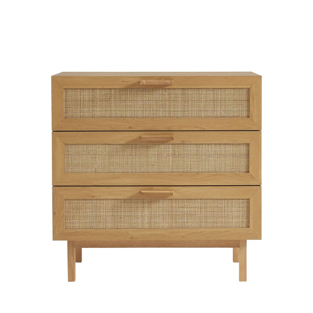 June - Commode 3 Tiroirs - Bois & Cannage - Bois clair - Image 2