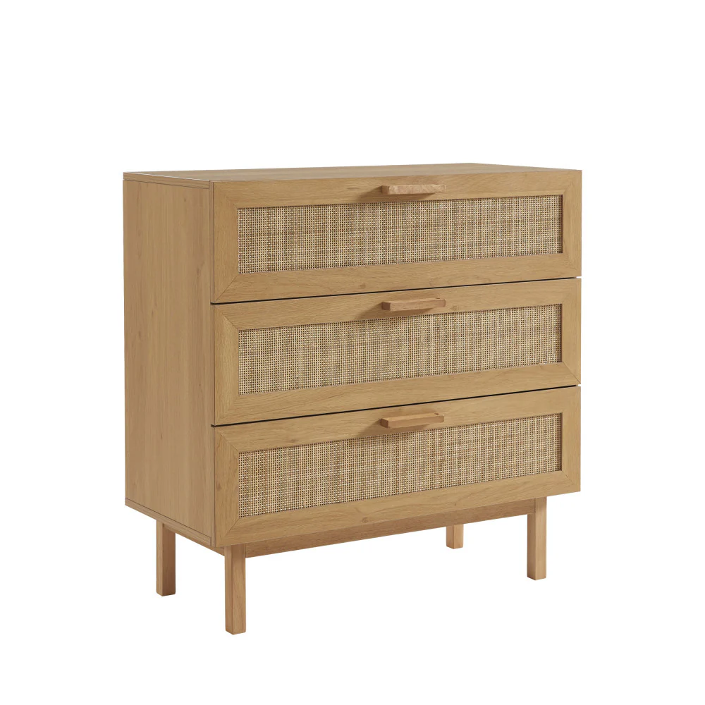 June - Commode 3 Tiroirs - Bois & Cannage - Bois clair - Image 3