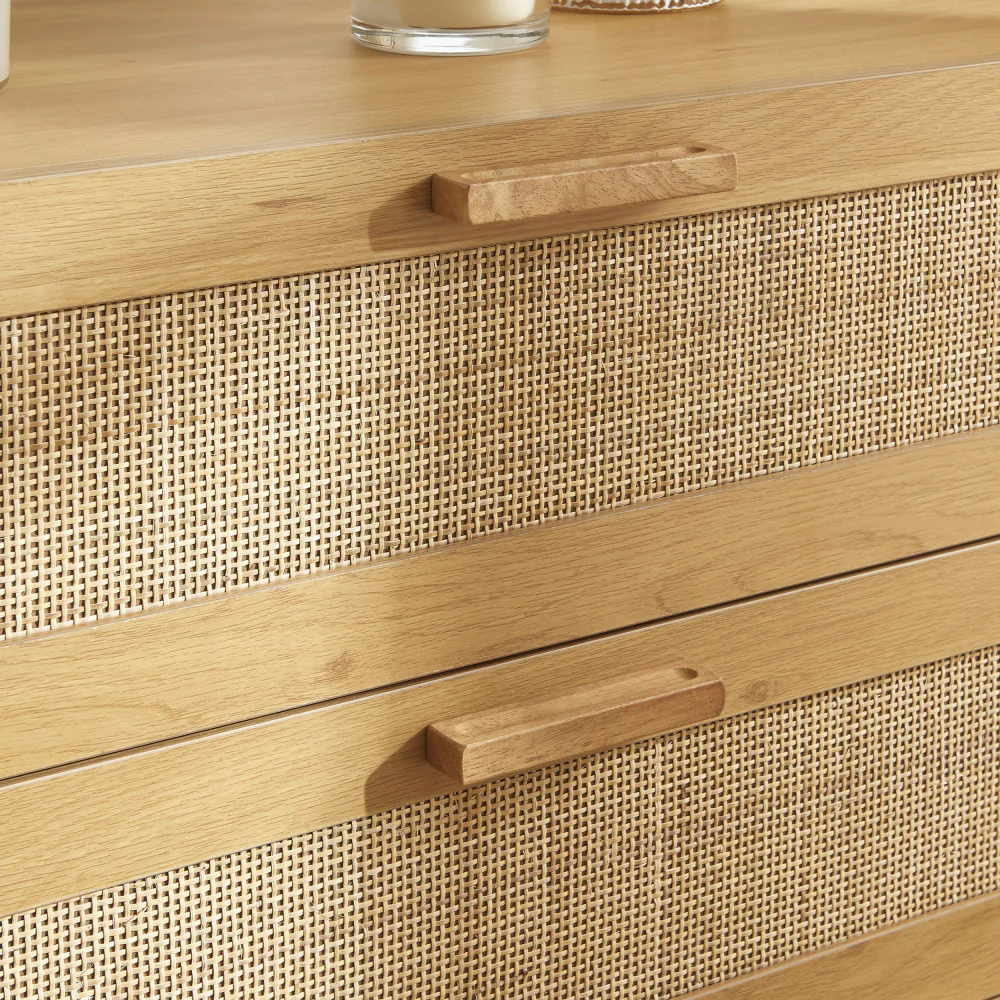 June - Commode 3 Tiroirs - Bois & Cannage - Bois clair - Image 6