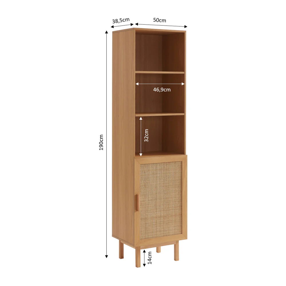 June - Colonne De Rangement - Bois & Cannage - Bois clair - Image 8