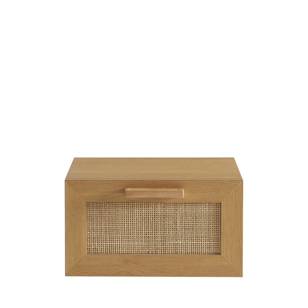 June - Lot De 2 Tables De Chevet Murales Avec Rangement - Bois & Cannage - Bois clair - Image 6