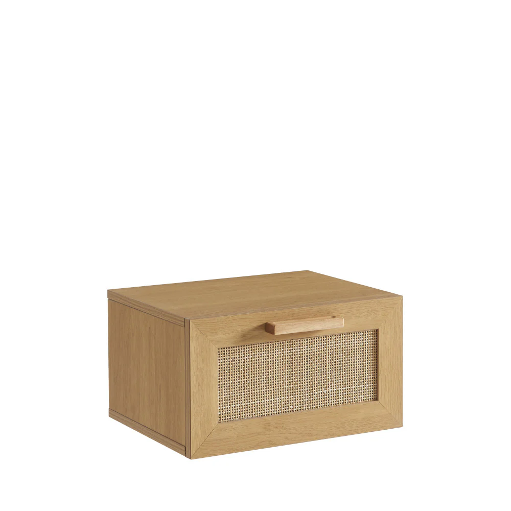 June - Lot De 2 Tables De Chevet Murales Avec Rangement - Bois & Cannage - Bois clair - Image 7