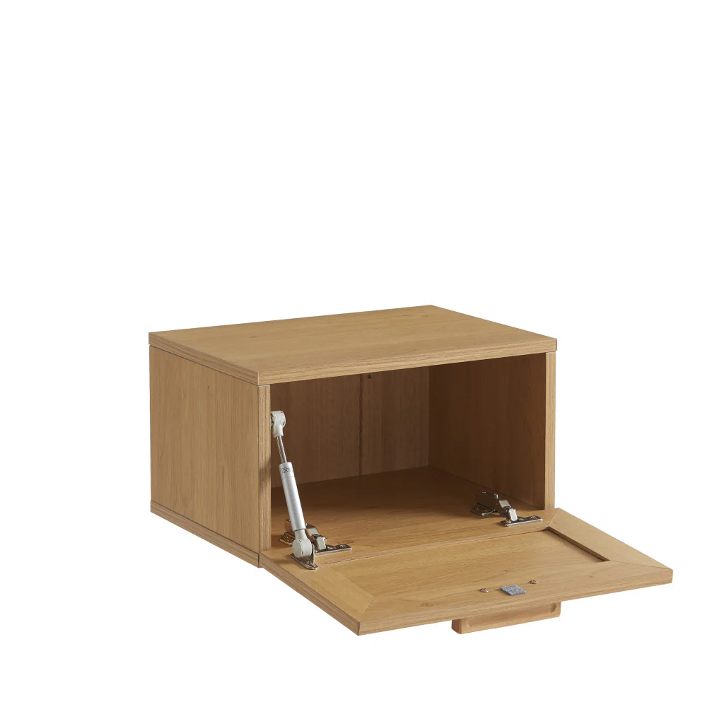 June - Lot De 2 Tables De Chevet Murales Avec Rangement - Bois & Cannage - Bois clair - Image 8