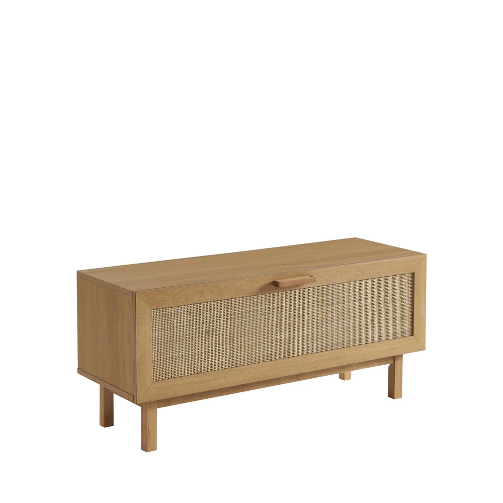June - Banc D'entrée Avec Rangement Chaussures - Bois & Cannage - Bois clair - Image 6
