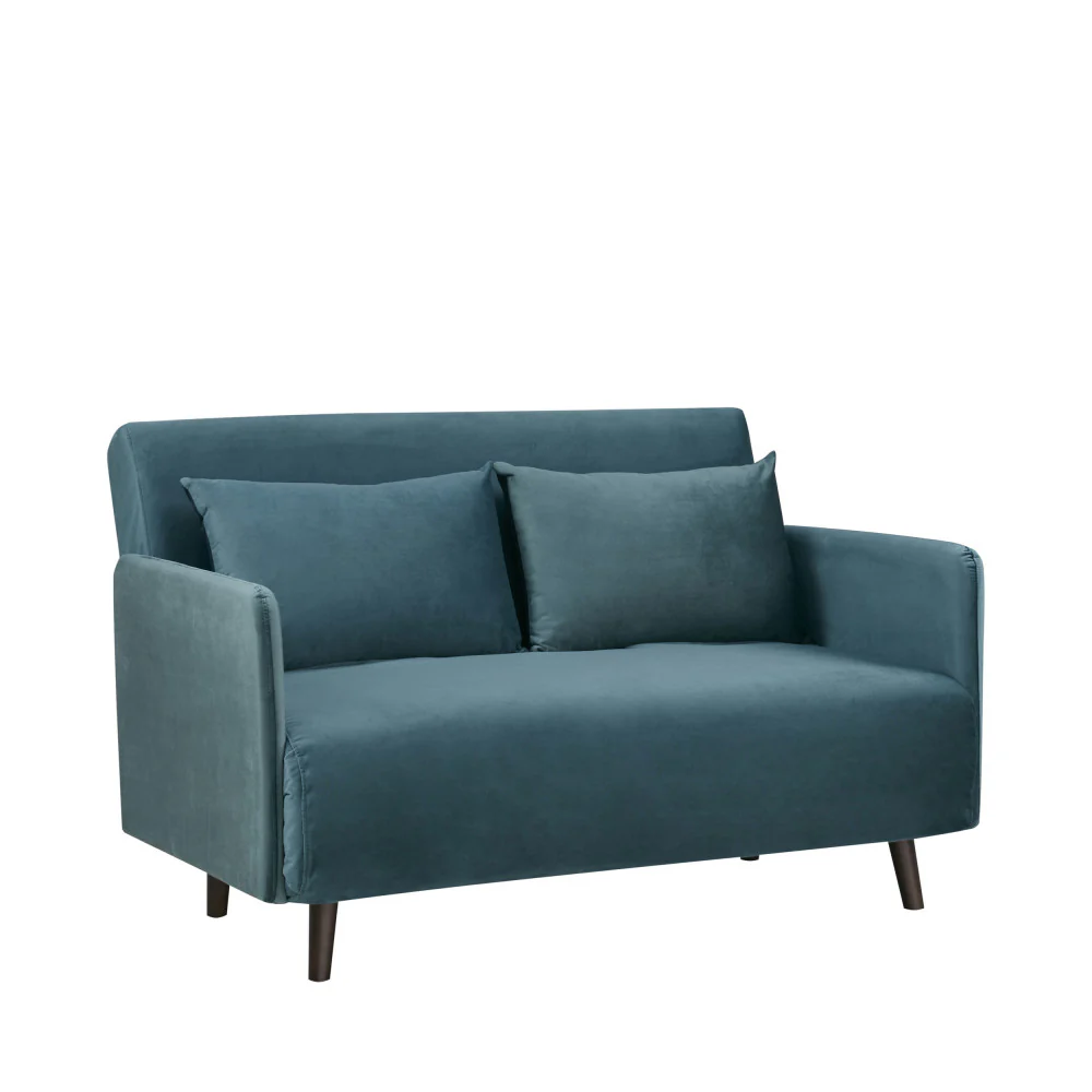 Belushi - Canapé Convertible 2 Places - Velours - Bleu canard - Image 2