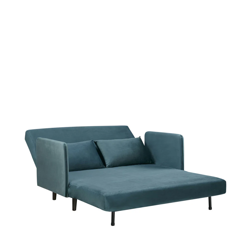 Belushi - Canapé Convertible 2 Places - Velours - Bleu canard - Image 4