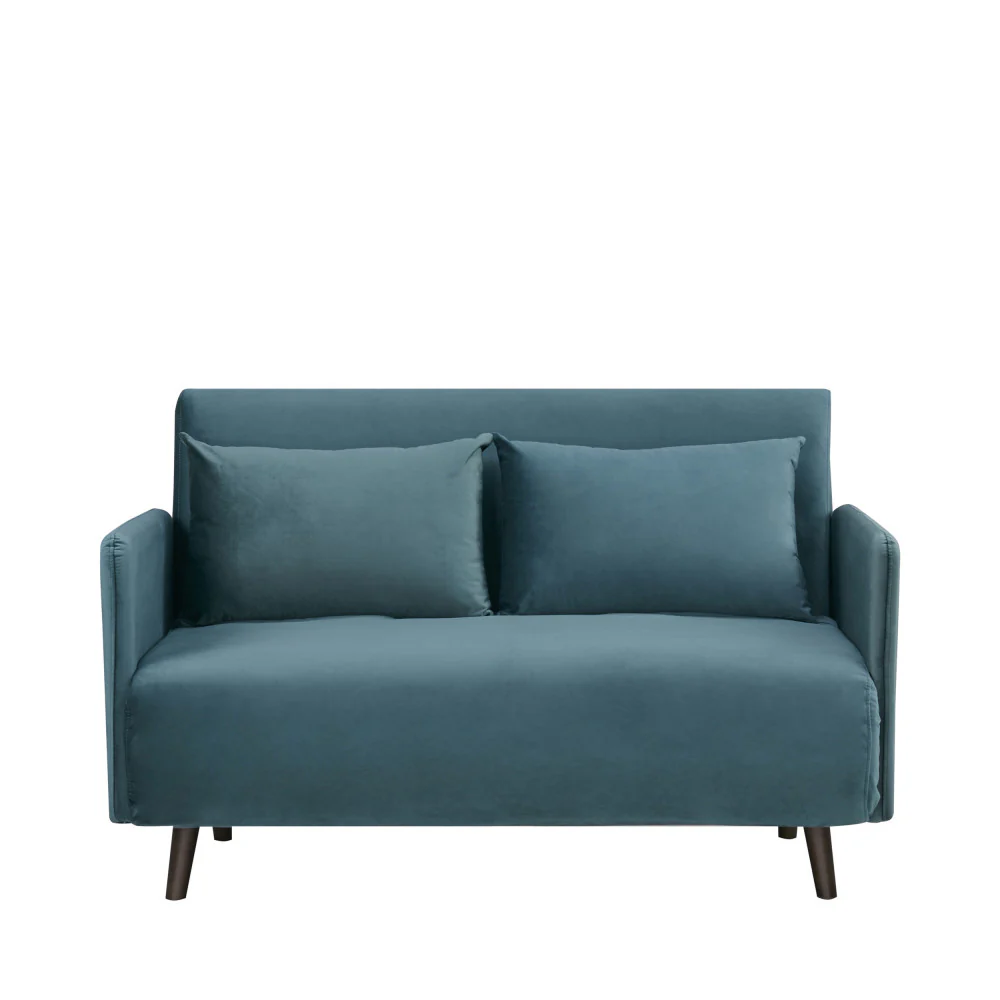 Belushi - Canapé Convertible 2 Places - Velours - Bleu canard - Image 5