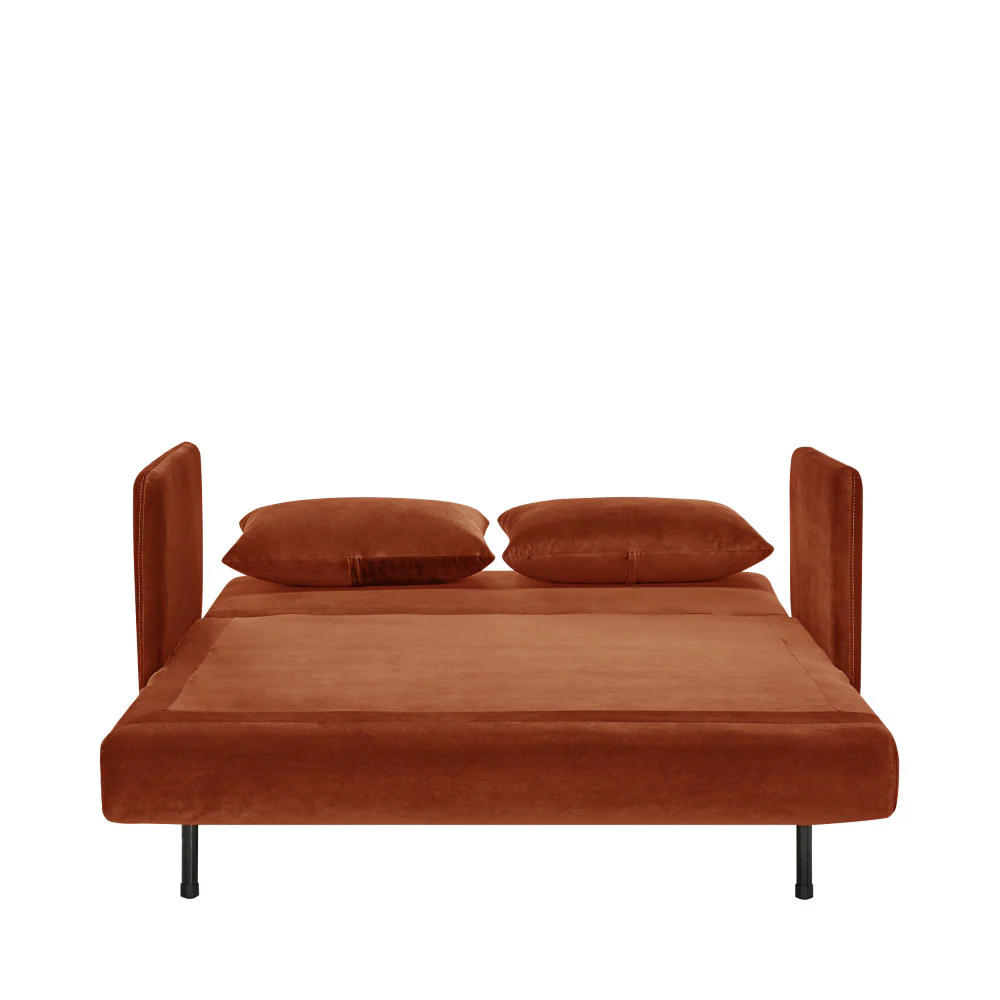 Belushi - Canapé Convertible 2 Places - Velours - Rouille - Image 7