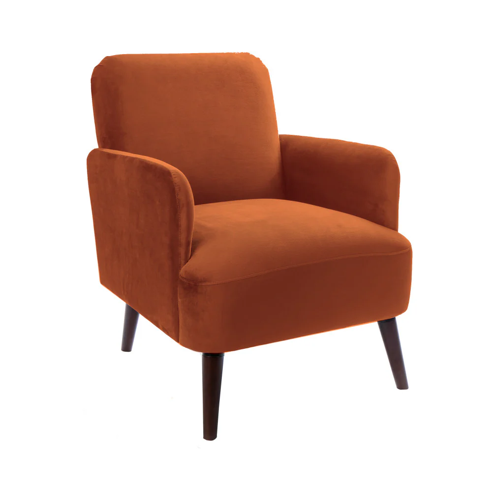 Brooks - Fauteuil Rétro - Velours - Rouille - Image 2