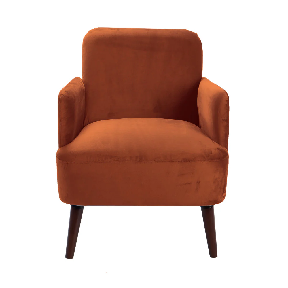 Brooks - Fauteuil Rétro - Velours - Rouille - Image 3