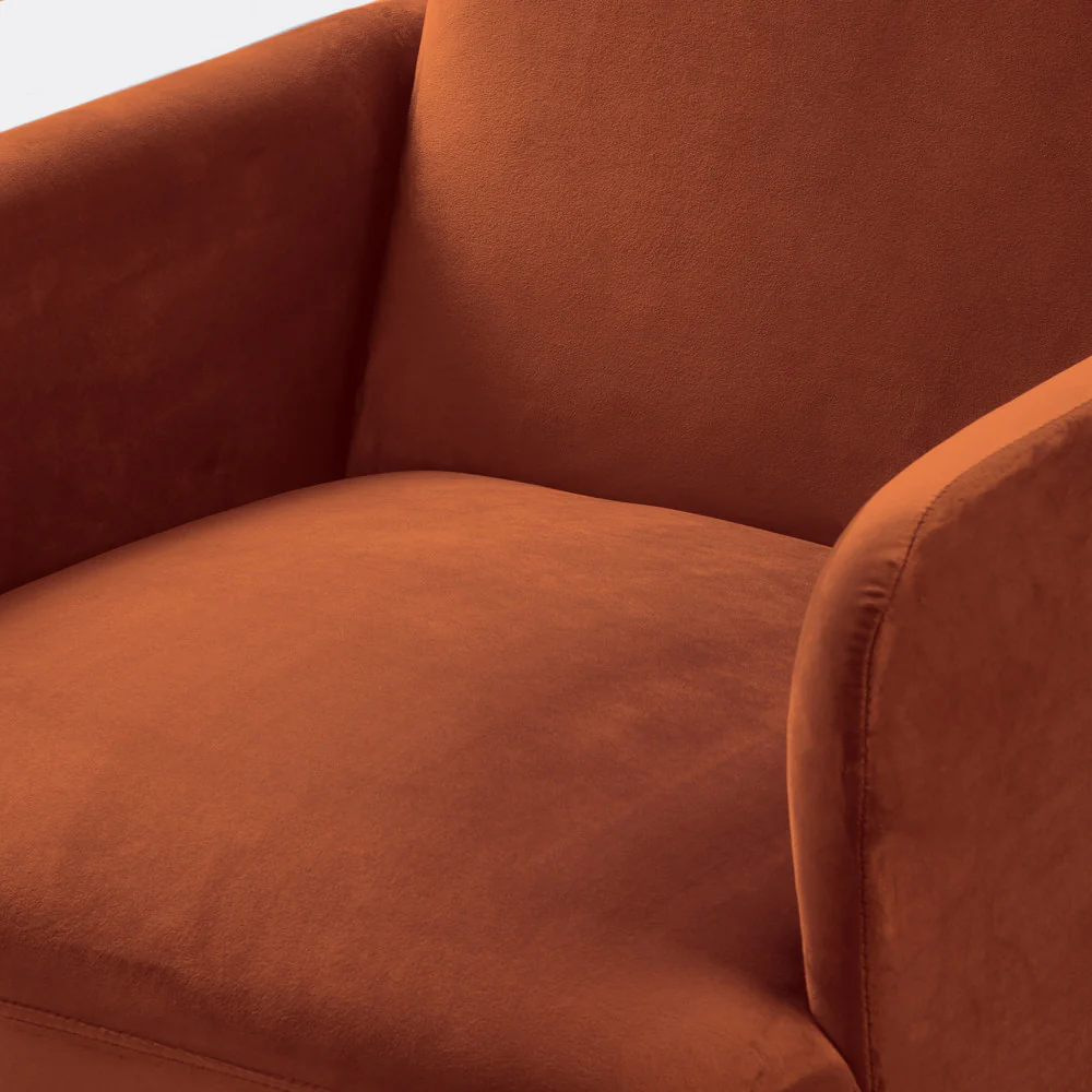 Brooks - Fauteuil Rétro - Velours - Rouille - Image 4