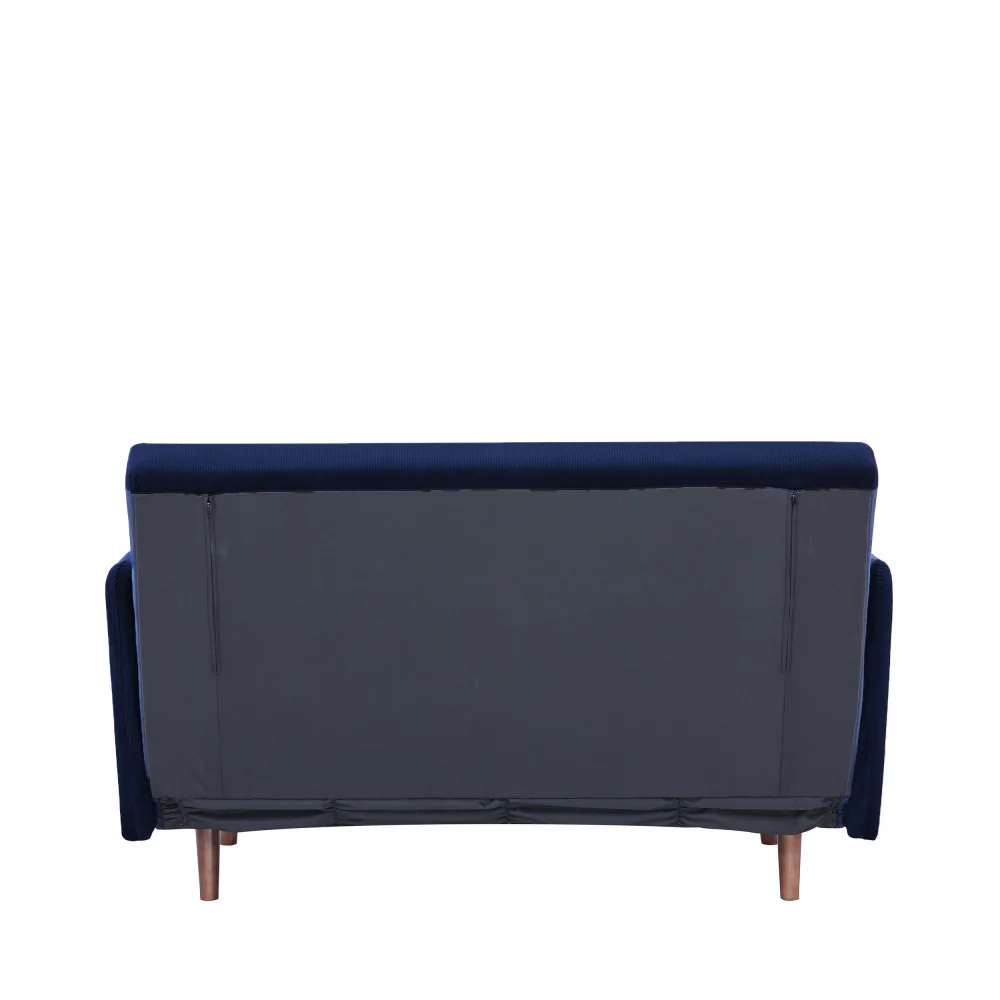 Belushi - Canapé Convertible 2 Places - Velours Côtelé - Bleu marine - Image 6