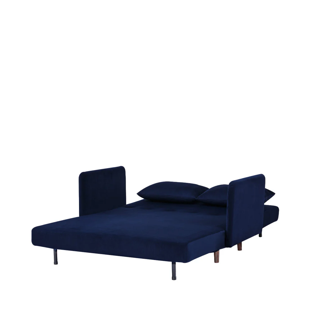 Belushi - Canapé Convertible 2 Places - Velours Côtelé - Bleu marine - Image 9