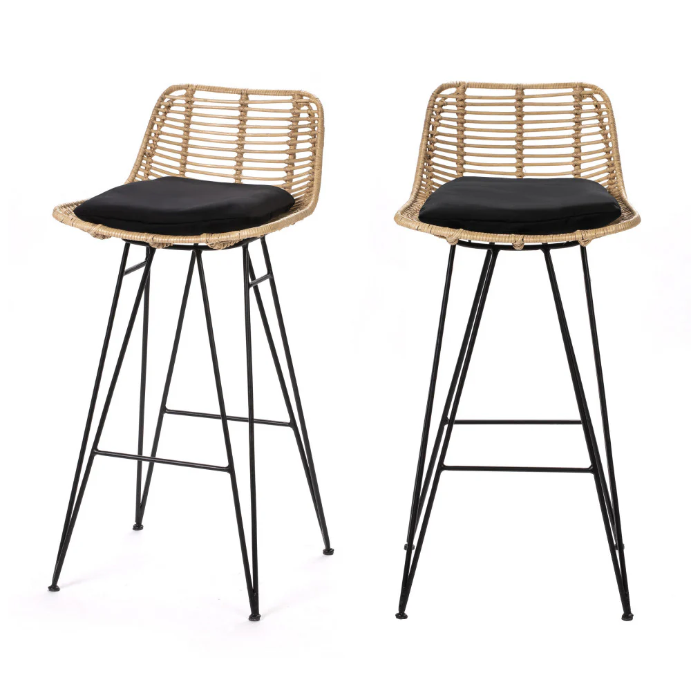 Capurgana - Lot De 2 Chaises De Bar Design - Rotin - Naturel - Image 2