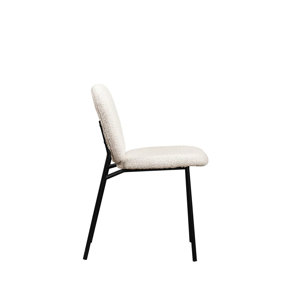 Dalby - Lot De 2 Chaises - Tissu Bouclette & Métal - Écru - Image 3